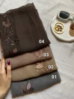 شال حریر خامه‌دوزی گل