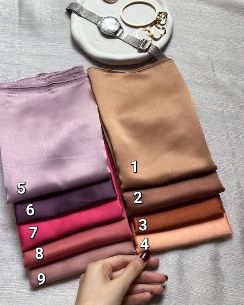 اسکارف ساتن ساده رنگی قواره ۸۰