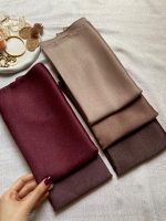 روسری ابریشم متالیک کرم، قهوه ای زرشکی