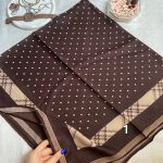 روسری نخی دور حاشیه قهوه‌ای